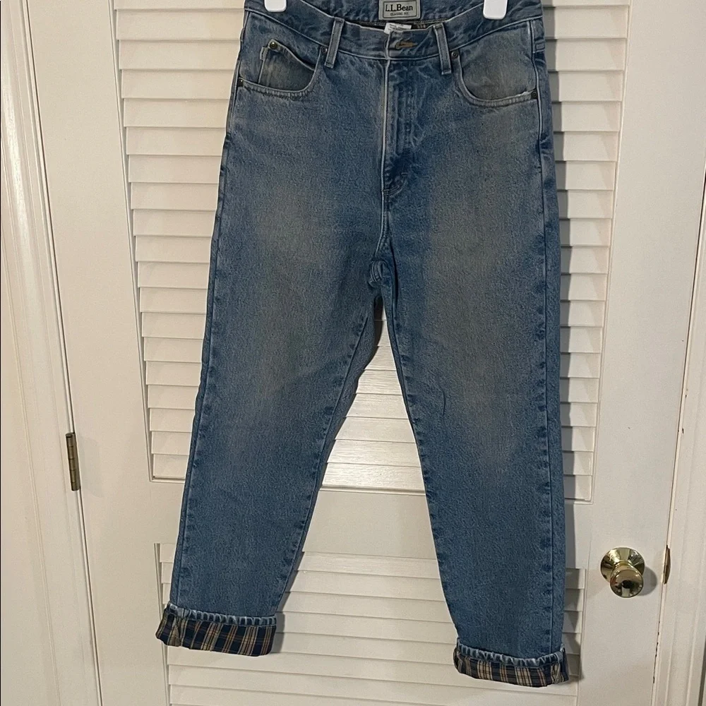 L.L. Bean Men's Relaxed Fit Distressed Flannel Underneath Denim Jeans